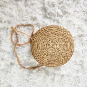 Round Woven Straw Crossbody Bag